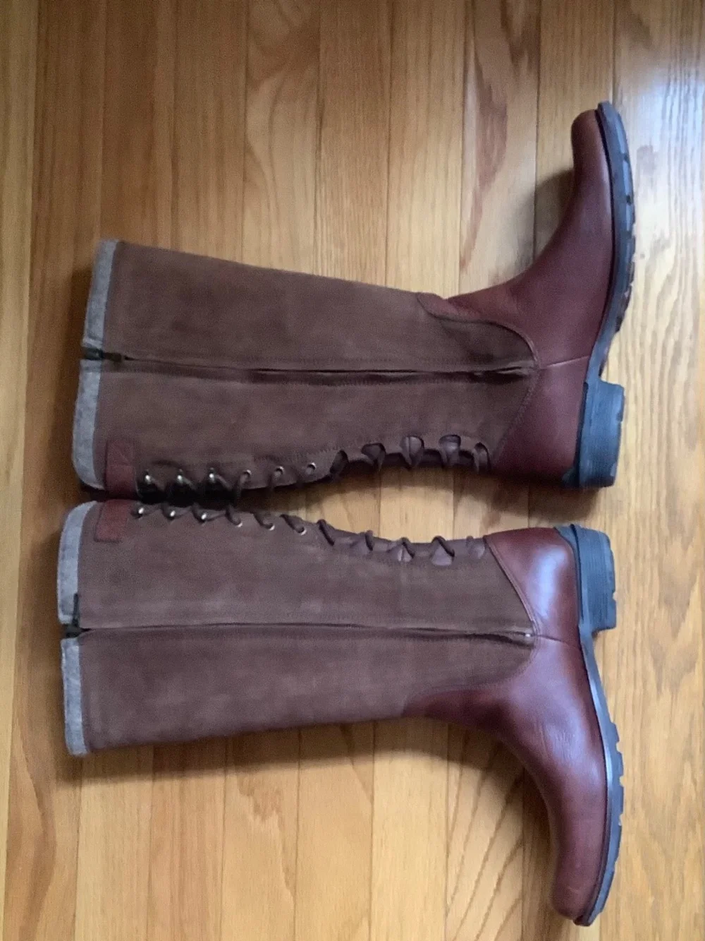 UGG Smithfield Brown Suede Leather Lace Up Winter Riding Boots SZ 9
